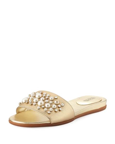 gia slide michael kors|MICHAEL Michael Kors Gia Embellished Flat Slide Sandal.